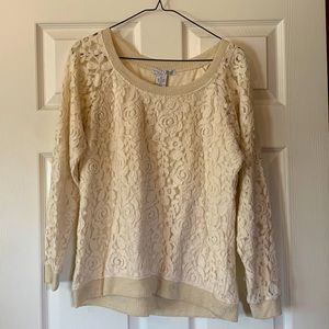 Creamy lace rose blouse